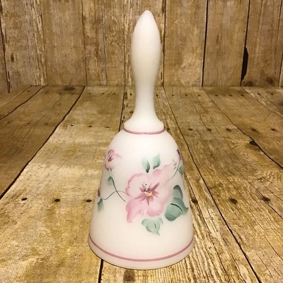 Fenton White Satin Bell Pink Flowers - Picture 1 of 7